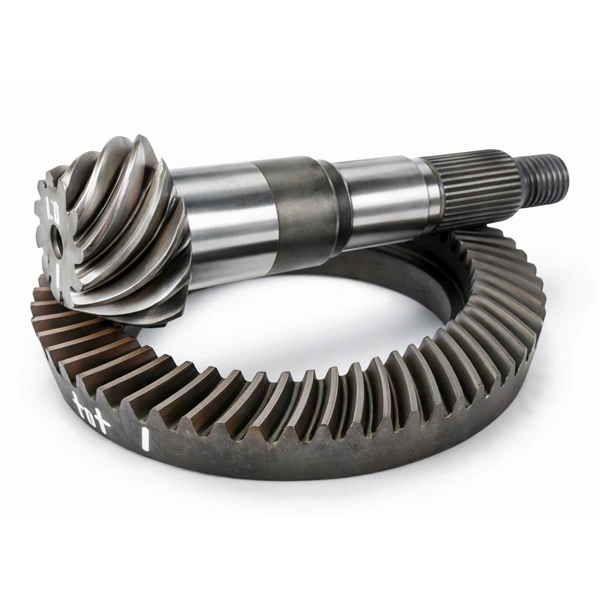 Industrial spiral bevel gear set with ring gear and pinion shaft