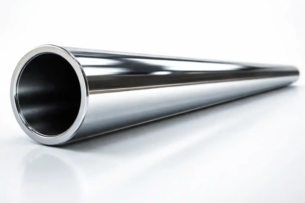 Close-up of conduit EMT galvanized steel pipe showing smooth finish and high durability.