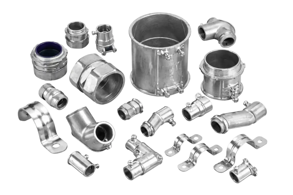 Complete range of conduit products including pipes fittings and accessories for electrical systems.
