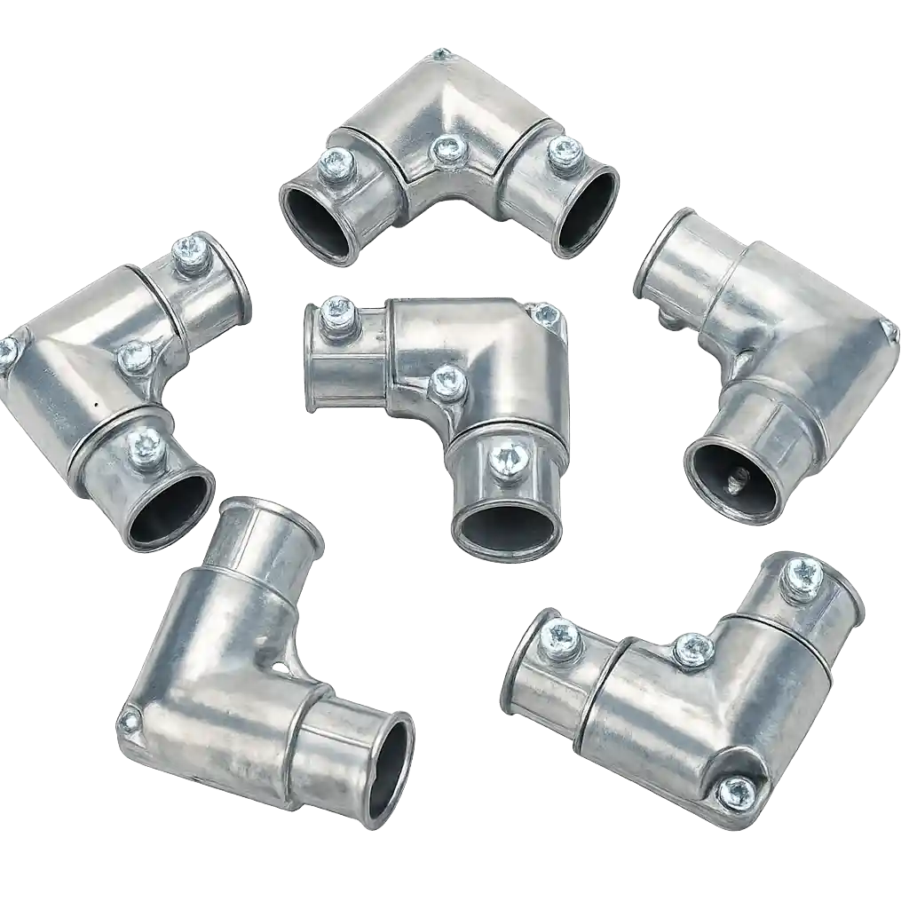 EMT conduit metal elbow connectors used for electrical conduit EMT installations.