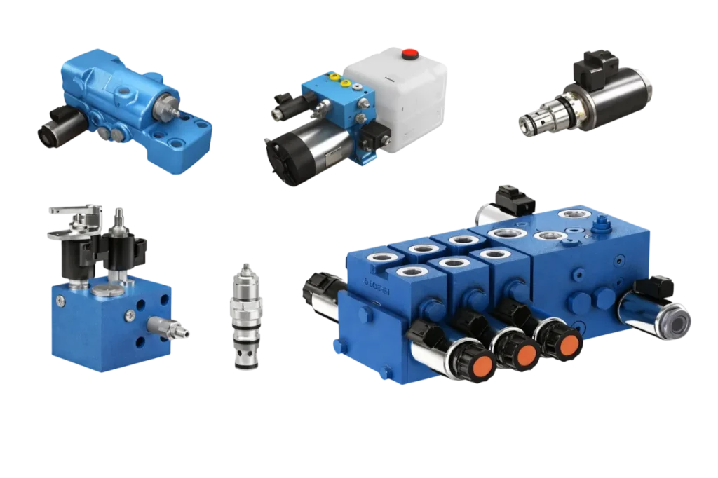 Collection of Bosch Rexroth hydraulic valves pumps and control components supplied by a trusted Rexroth Pump distributors in Saudi Arabia.