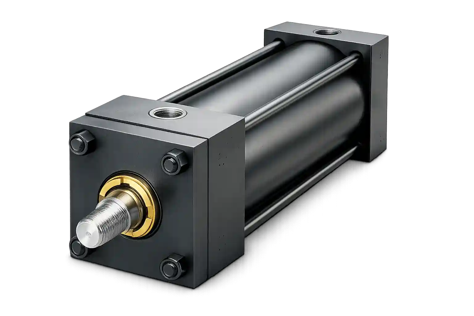 Industrial hydraulic cylinder unit for heavy machinery applications.