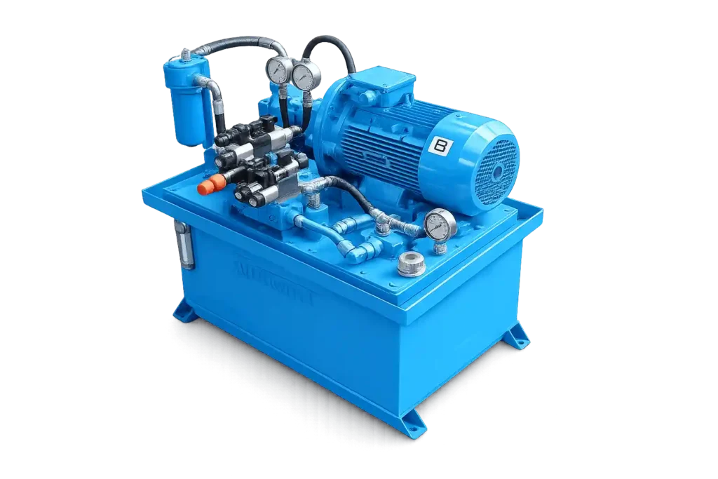 Industrial hydraulic power unit with Danfoss hydraulic motor in Saudi Arabia for fluid control systems.