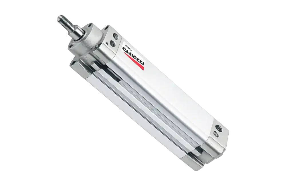 Camozzi ISO pneumatic cylinder used in industrial automation systems, available from Camozzi suppliers in Saudi Arabia.